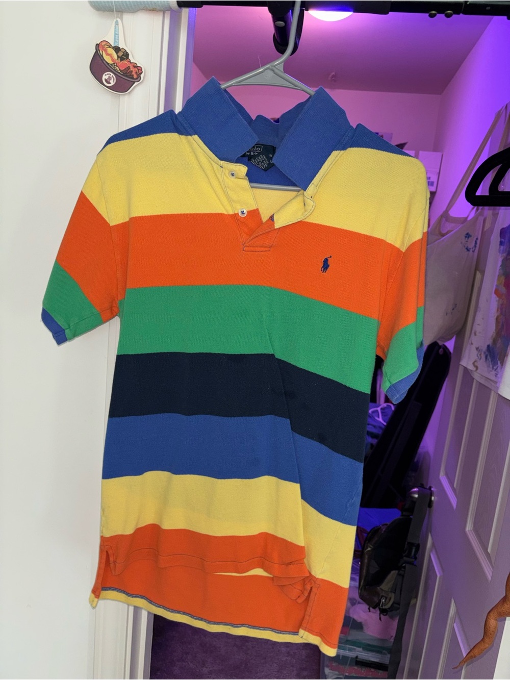 Ralph Lauren Multicolor Striped Polo Shirt - Yellow, Orange, Green, Blue, Navy